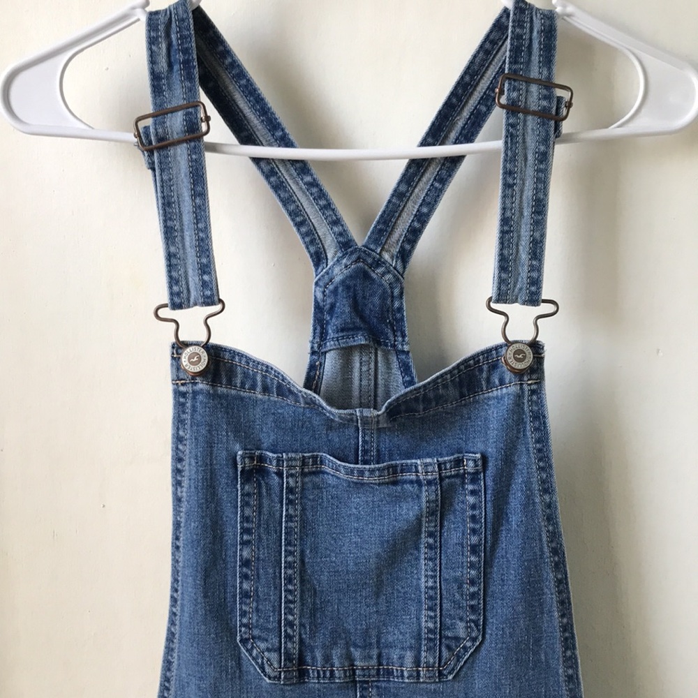 Hollister ripped denim boyfriend overalls